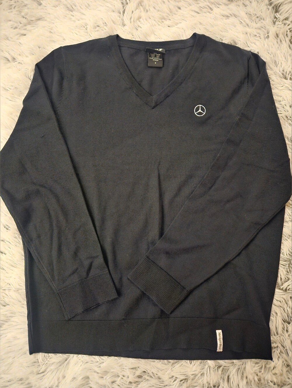 Mercedes-Benz Black V-Neck Logo Sweater | Men's Medium | Licensed Daimler AG